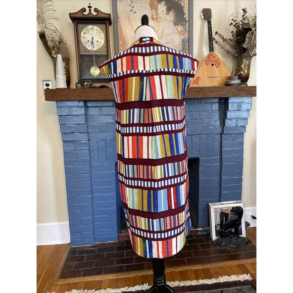 Anthropologie 4 Maeve Au Revoir Colorful Stripe Library Bookshelf Shift Dress S - Picture 8 of 15